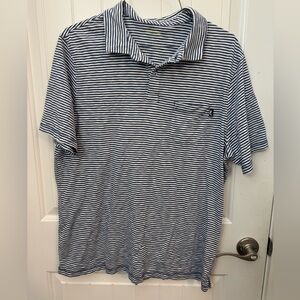 Mens Vineyard Vines Navy and White Striped Polo Shirt size large -D